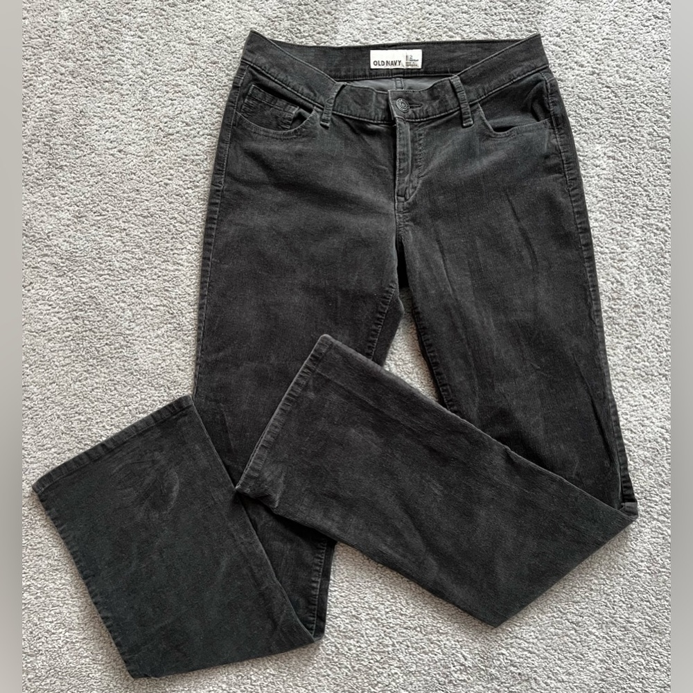 Y2K Grunge Preppy Classic Old navy Corduroy Bootcut Jeans 2 Regular Dark Gray D